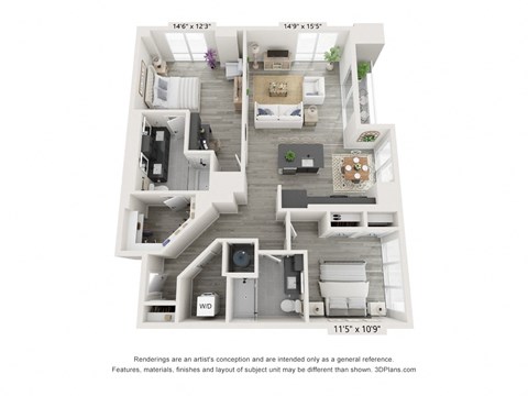 a floor plan of a 1 bedroom floor plan